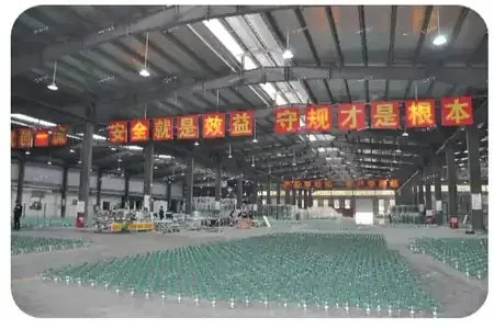 Huayao workshop floor filled with green toughened glass insulator shells