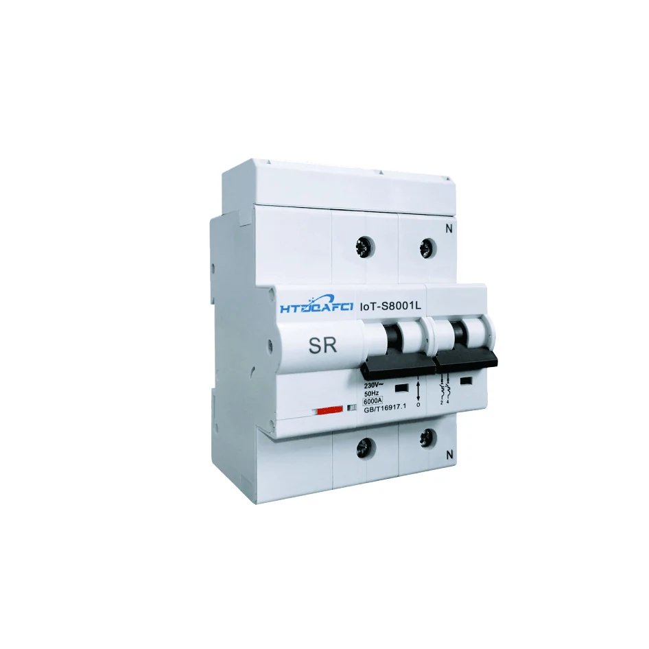 2P Smart 4G RS485 RCBO circuit breaker on DIN rail front view