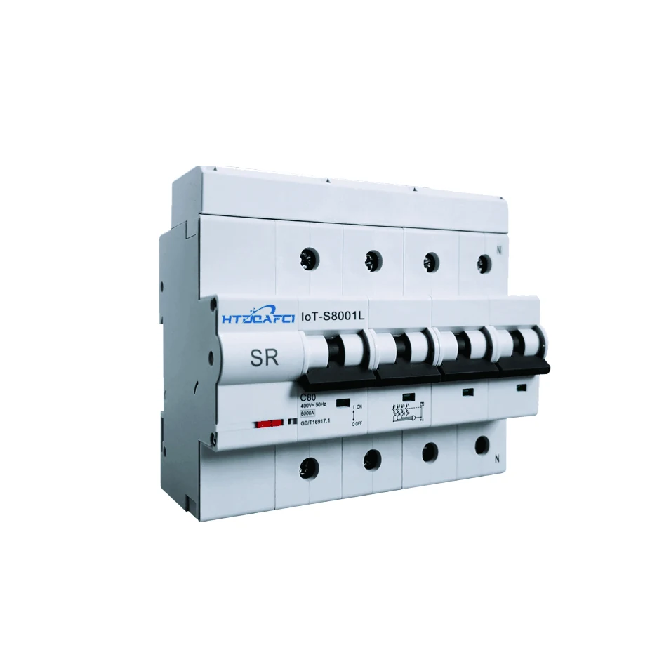 4P Smart 4G RS485 RCBO circuit breaker showing toggle handles and terminals