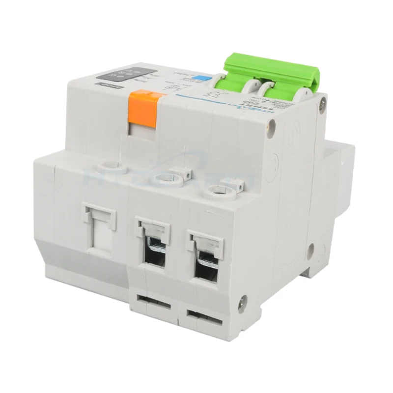Single-pole and double-pole arc fault breaker showing terminals and toggle handle