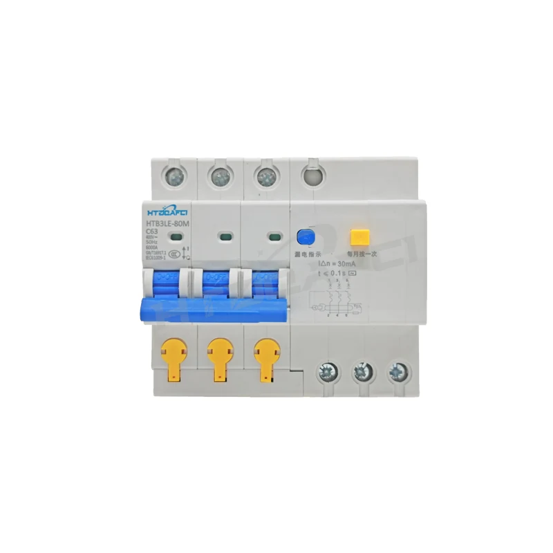 ELCB installed in a distribution board with multiple poles