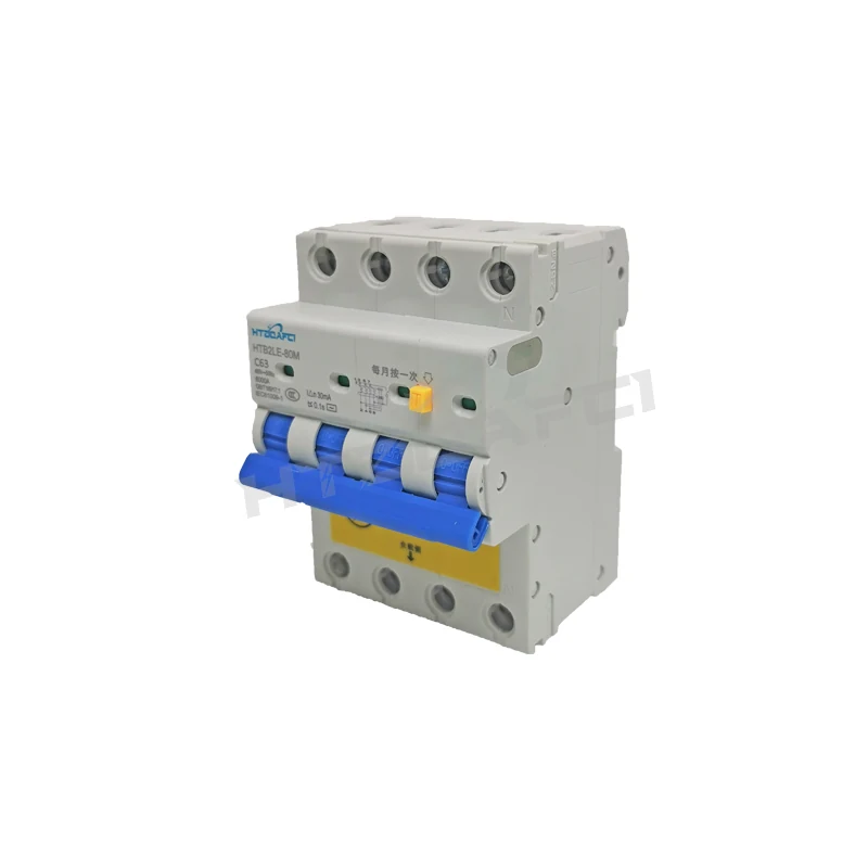 ELCB installed in a distribution board with three-phase and neutral connections