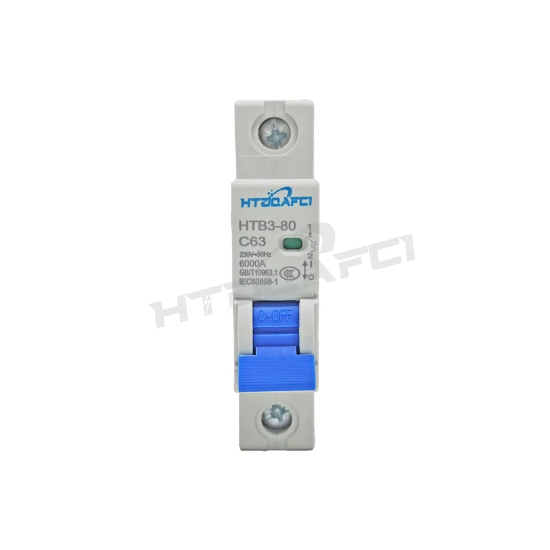 HTB3-80 MCB 1P on DIN rail front view