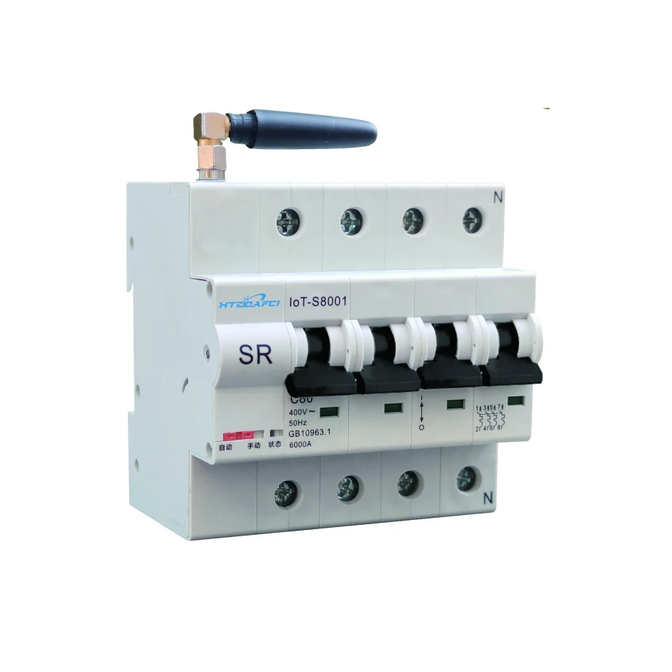 IoT smart circuit breaker S8001 series on DIN rail front view