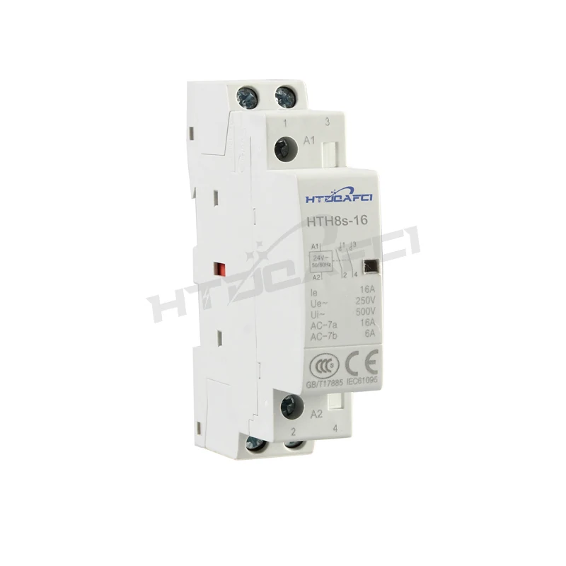 Close-up of the contactor terminals and coil connections