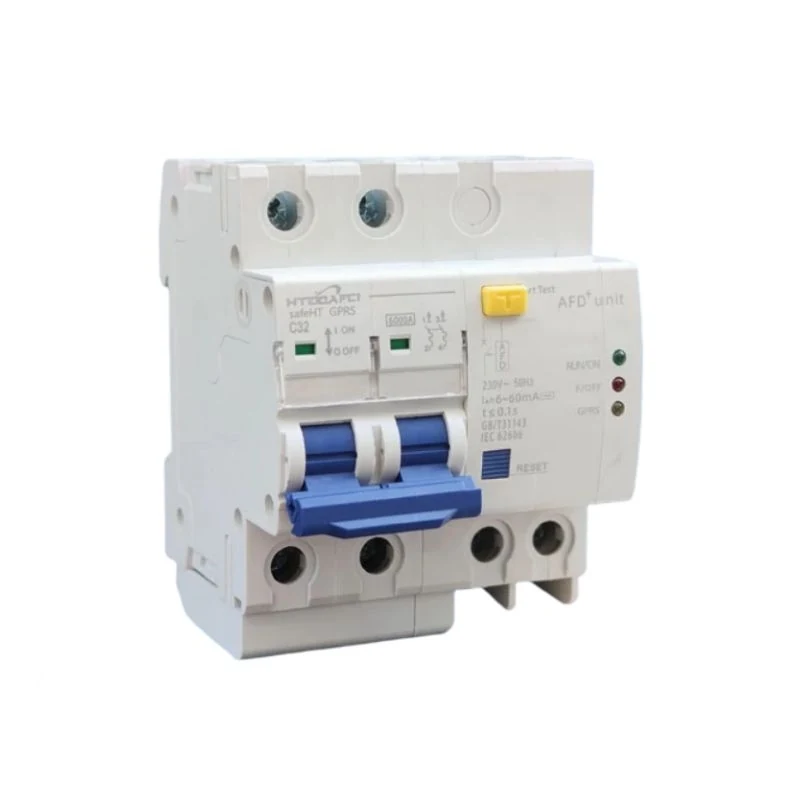 safeHT AFDD/AFCI device on DIN rail front view