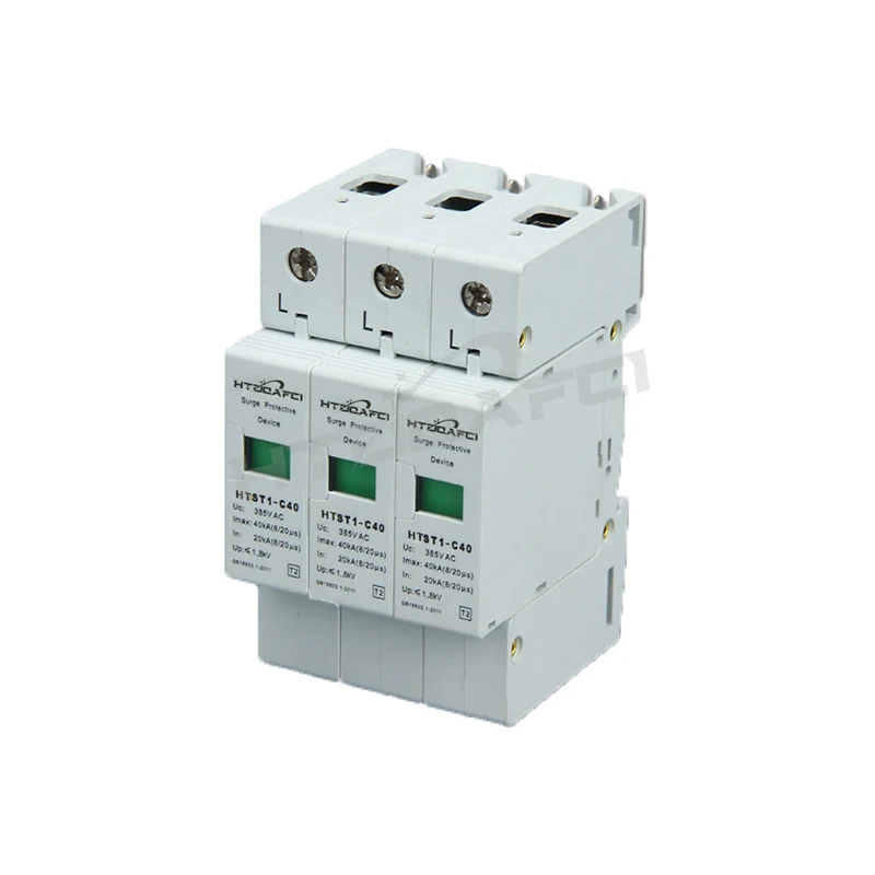 3P surge protector showing terminals and visual window close up