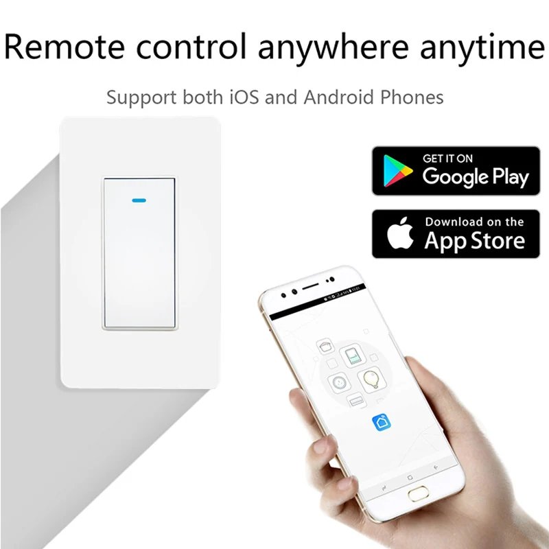 US style smart wall light switch DS-122 mounted in a wall box, front view
