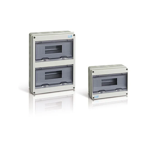 Water proof distribution box HT Type in ABS plastic, front view with sealed lid