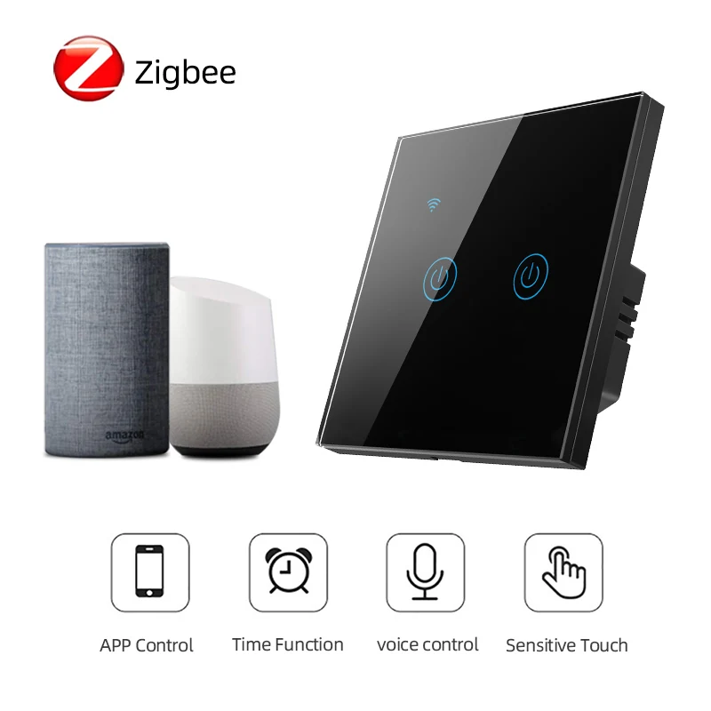 Four-gang Zigbee smart switch installed in a standard switch box