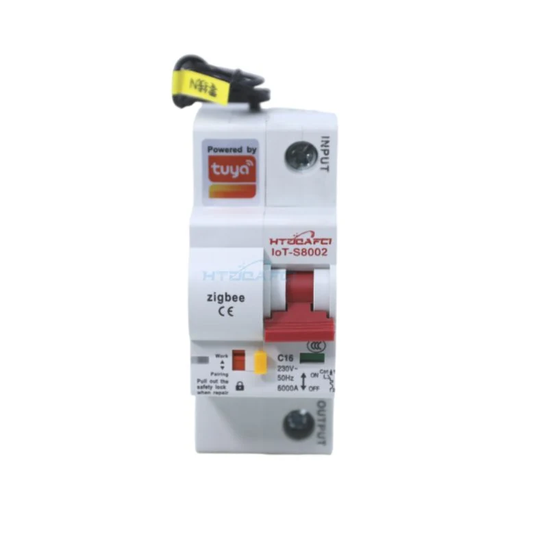 Zigbee smart MCB on DIN rail front view