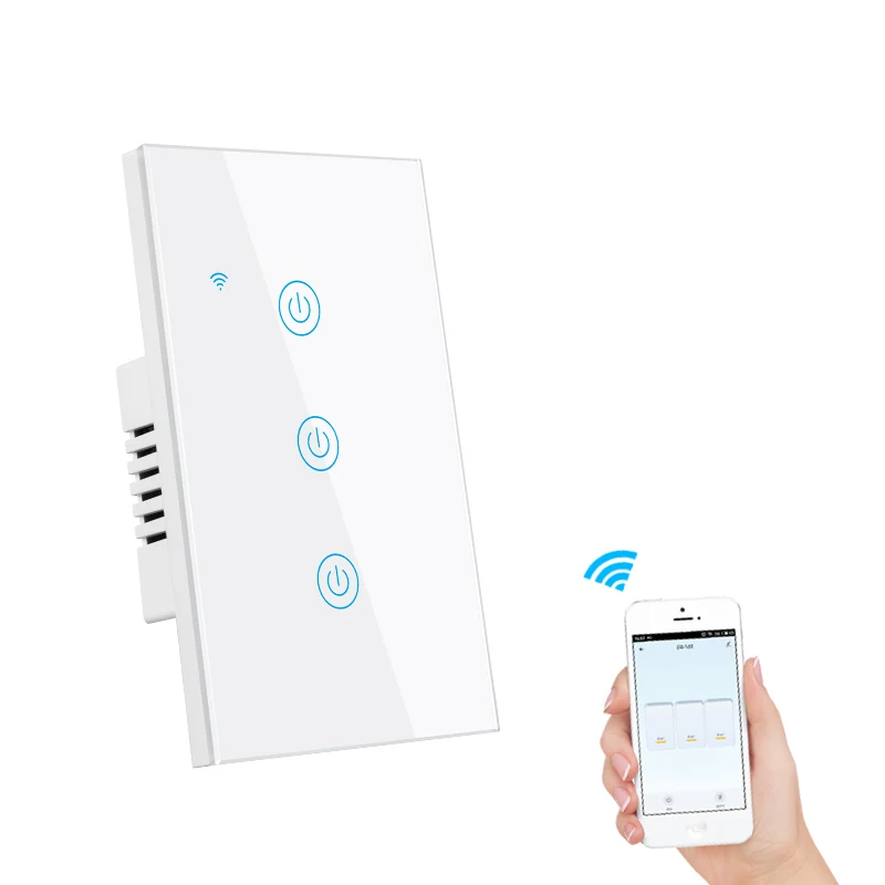 Single-pole smart switch showing terminal connections and toggle handle