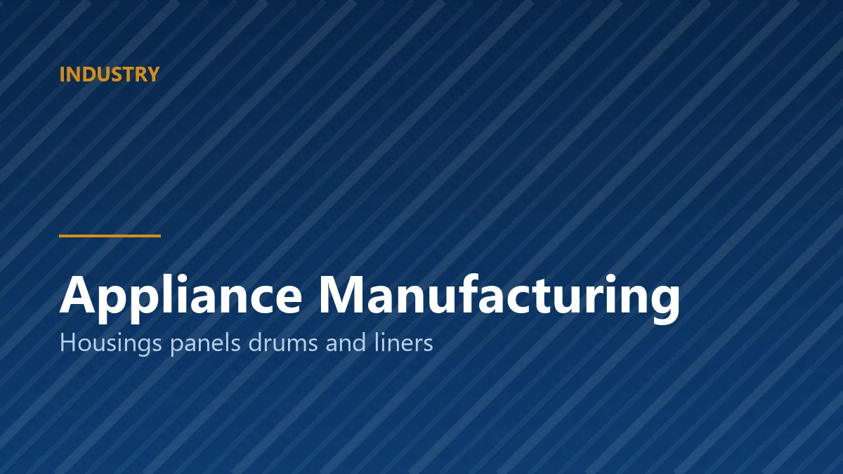 Appliance panel pressing line forming sheet metal components
