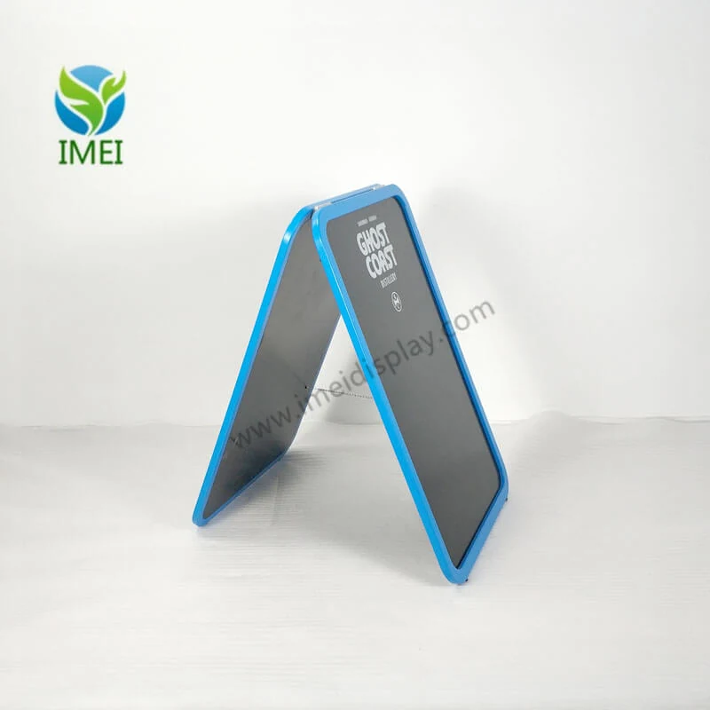 Side view of the blue edge ghost chalkboard showing the hinge and folded storage position