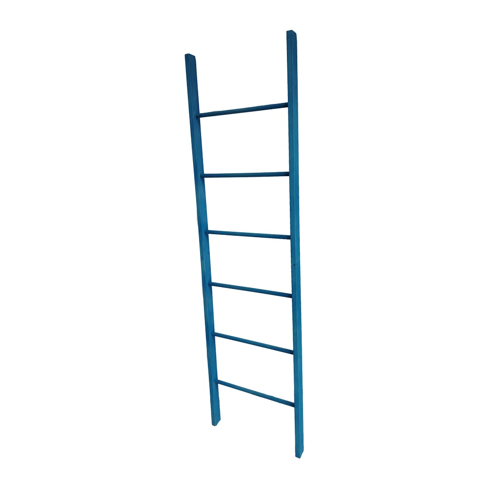 Close-up of the metal frame and wooden components of a clothes rack