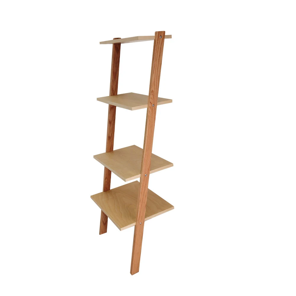 Freestanding portable clothes rack with metal and wood frame standing in a retail environment