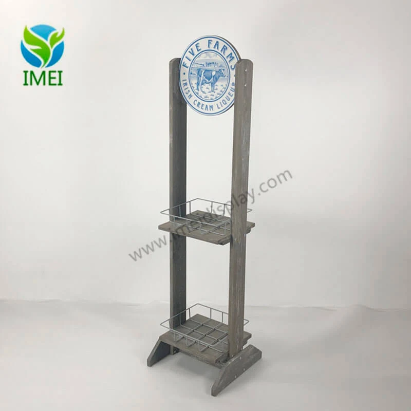 Side view of the display showing the integration of metal wire into the wood structure