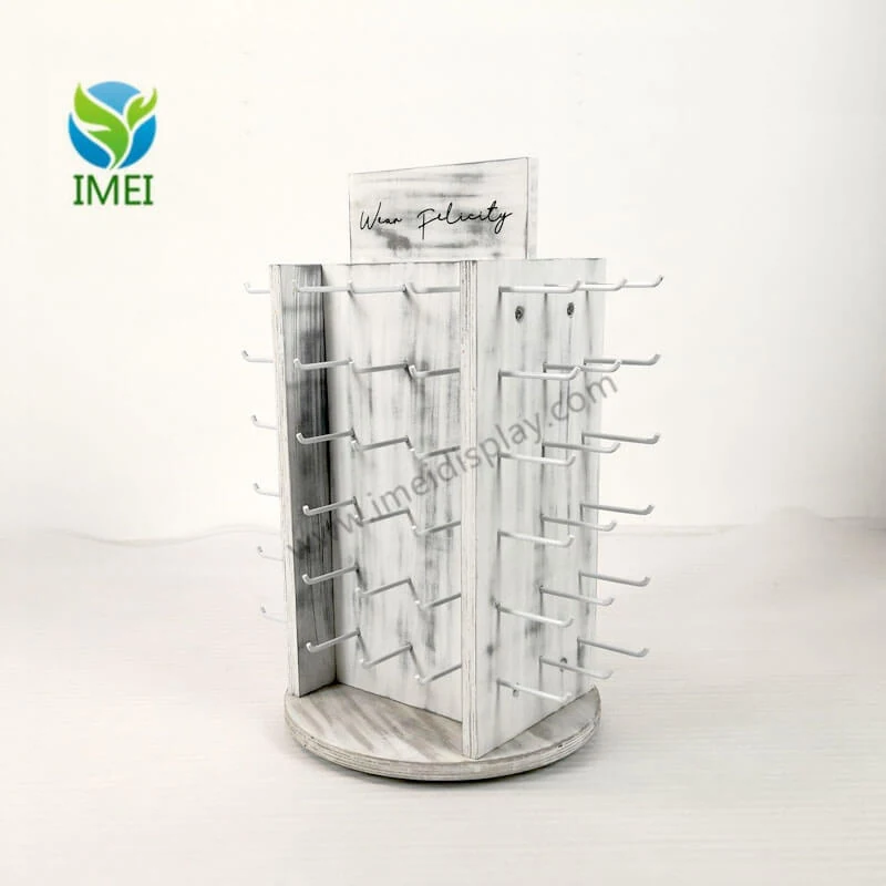Metal and acrylic jewelry counter display shown from the side with lighting on