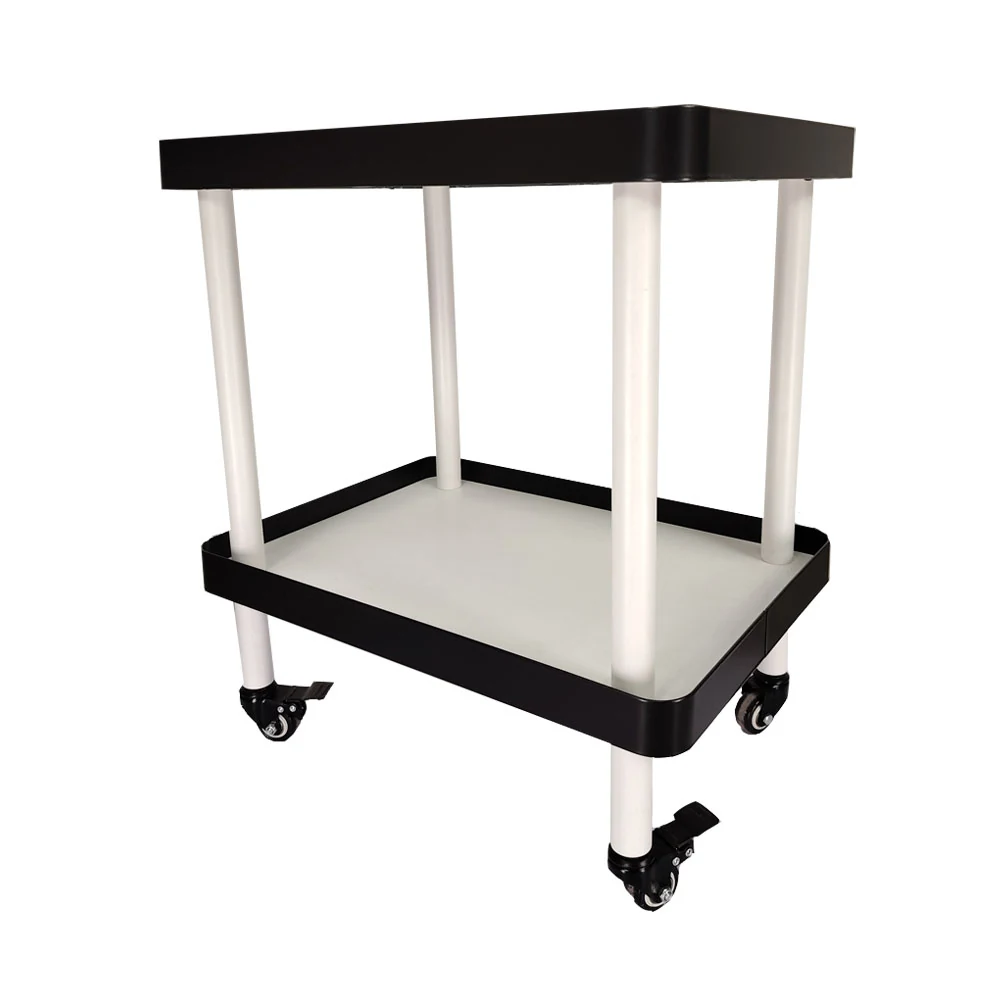 Close-up of the adjustable shelf mechanism on a custom retail rack