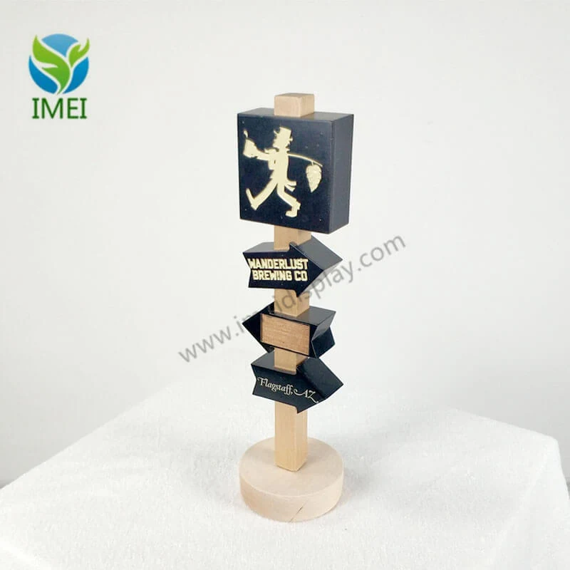Set of custom wood tap handles with different shapes and finishes