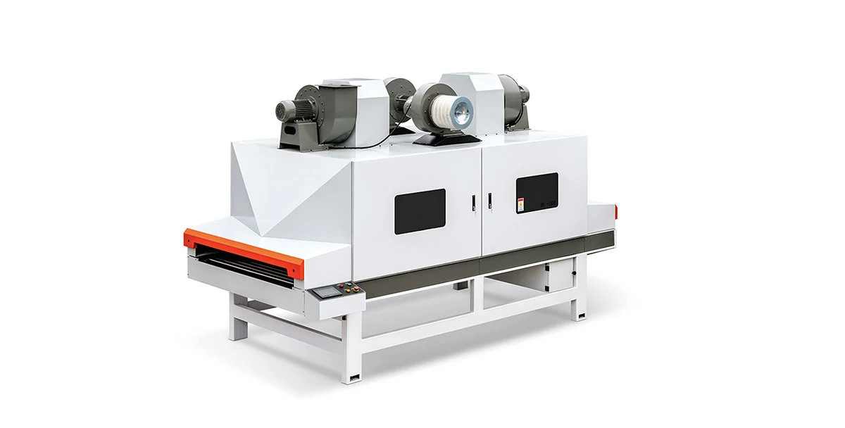 UV dryer Machine UV Drying Machine with 6 lamps, front view on the assembly floor
