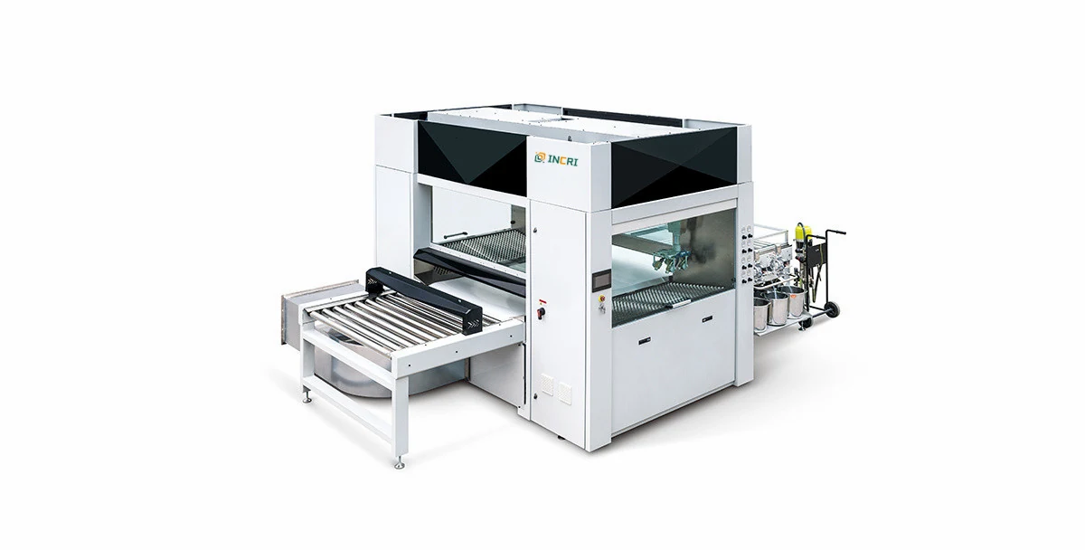 woodworking panel Automatic Spraying line UV PU paint primer, working rollers and drive detail