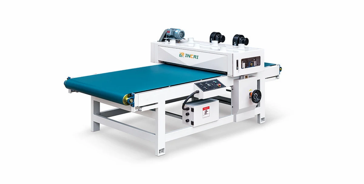 dust clean machine surface dust cleaning machine for MDF, front view on the assembly floor