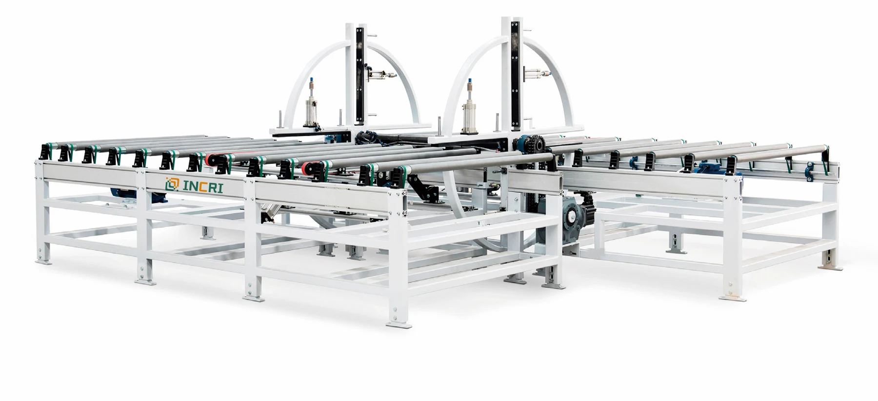 Woodworking Panel Bundle Plate Plywood Panel Turnover machine Flipping, front view on the assembly floor