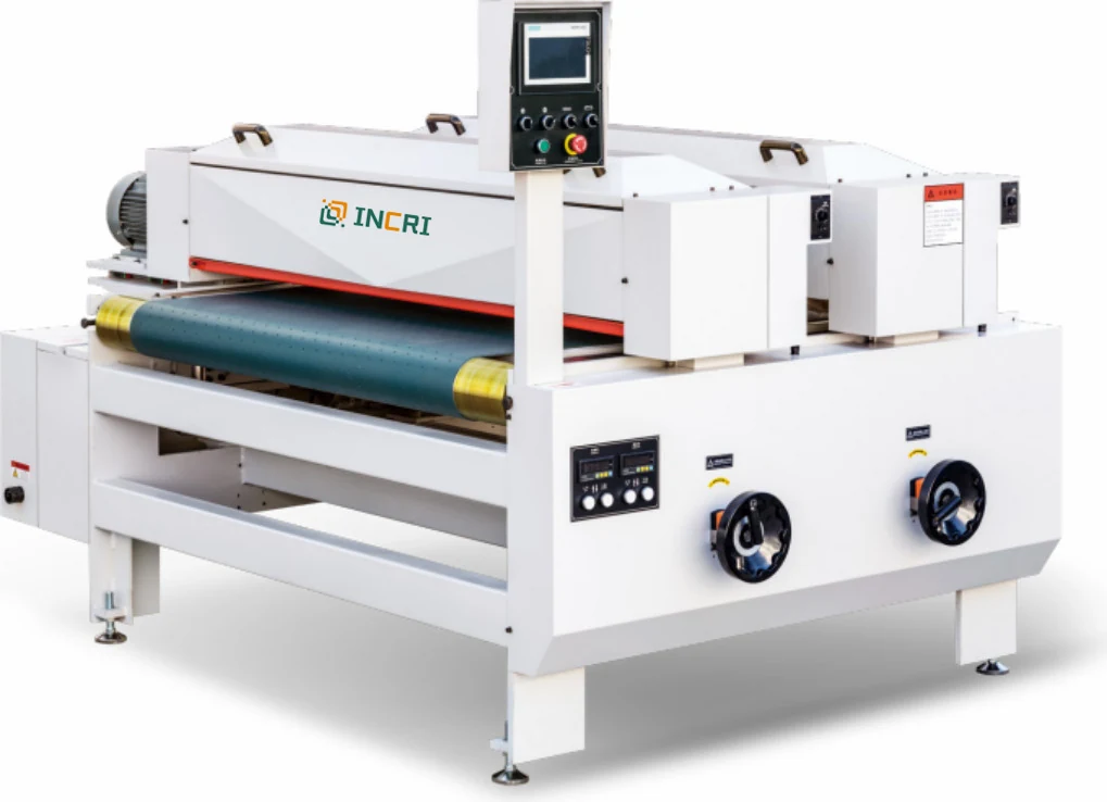 Wood Flooring Precise Stain Machine Furniture Wood Flooring Precise, front view on the assembly floor