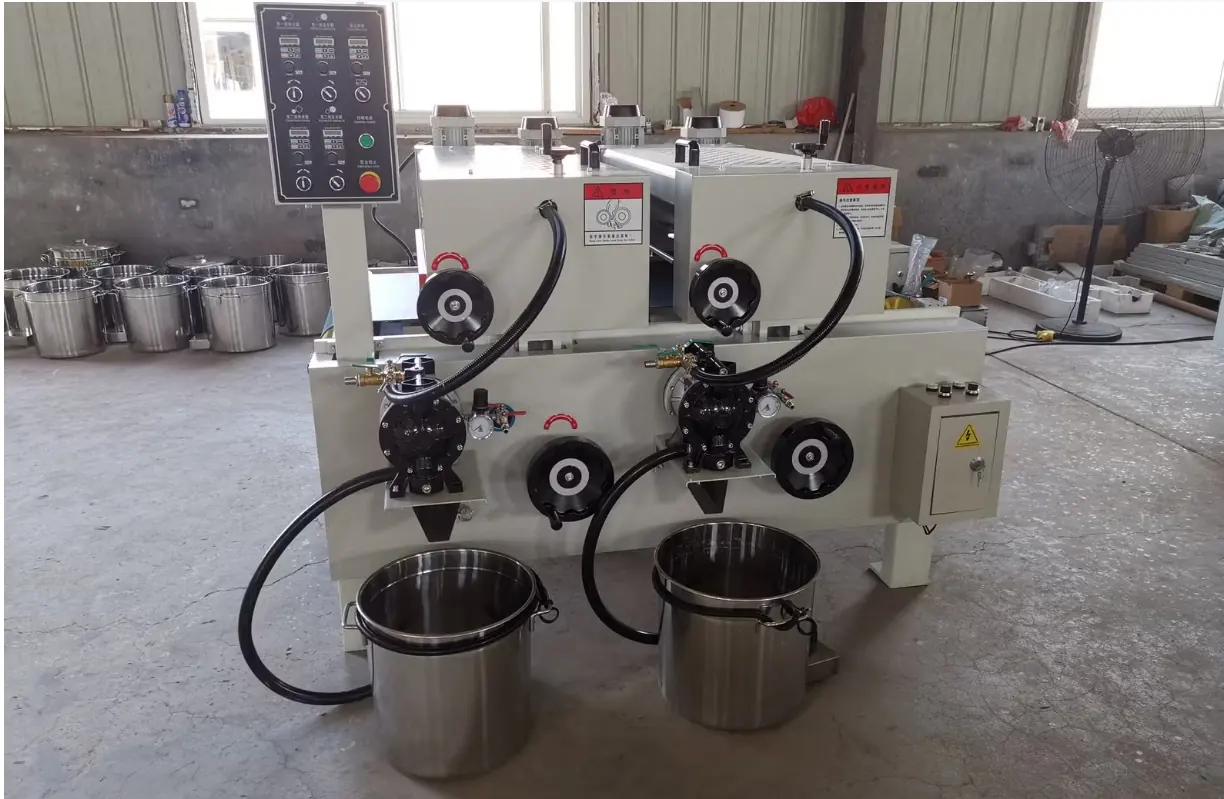 Three Heads Paint Roller Coater Machine roller coating machine, working rollers and drive detail