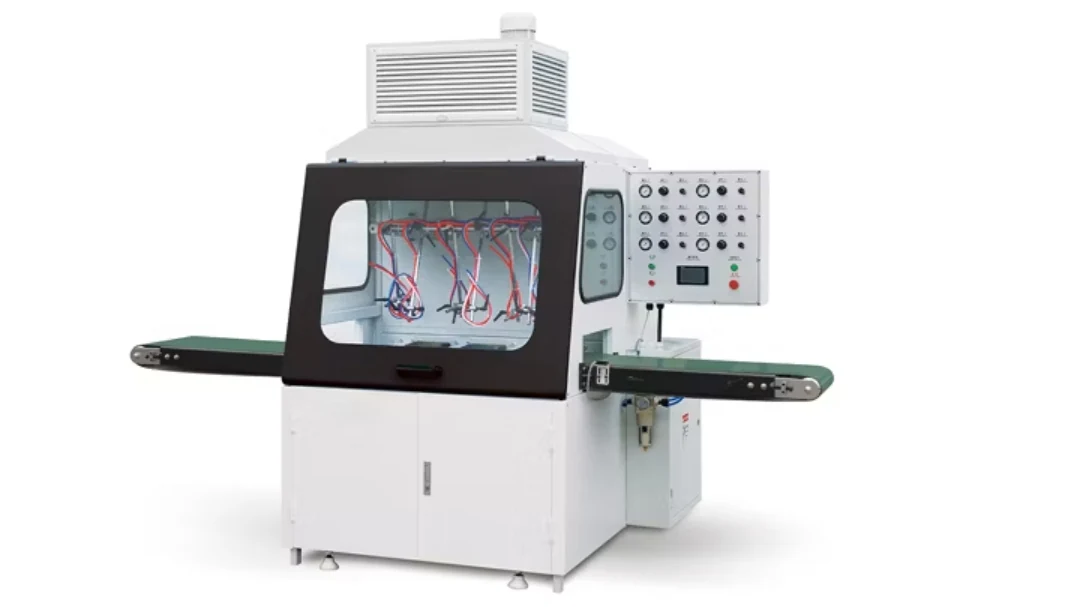 Profile Spraying Machine for flat board UV PE water, control panel and operator side