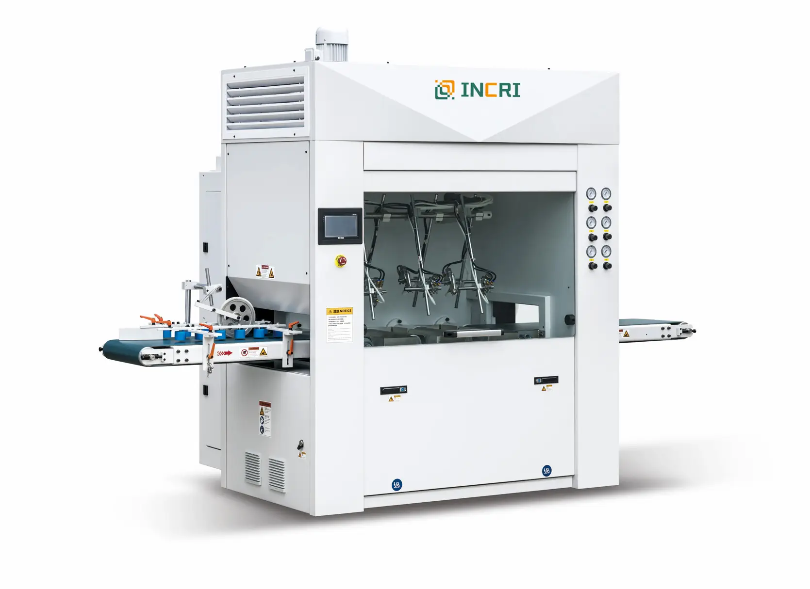 Automatic Line Spray Painting Machine for UV PU PE, front view on the assembly floor