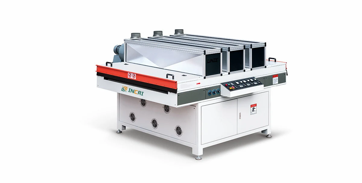 Woodworking UV dryer machine 3 lamps UV Curing Machine, front view on the assembly floor