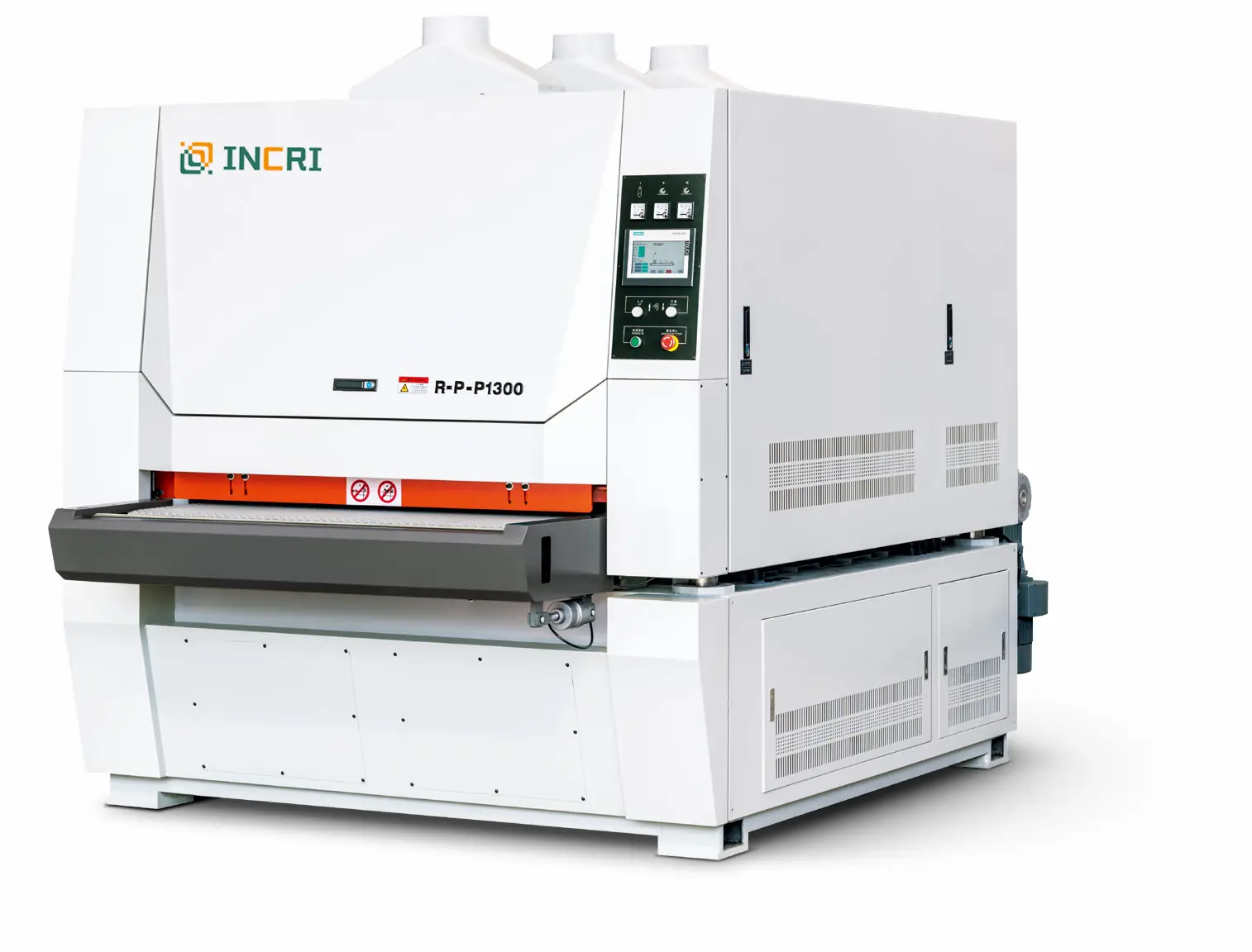 Solid Wood Sander Wide Belt Sanding Machine, front view on the assembly floor