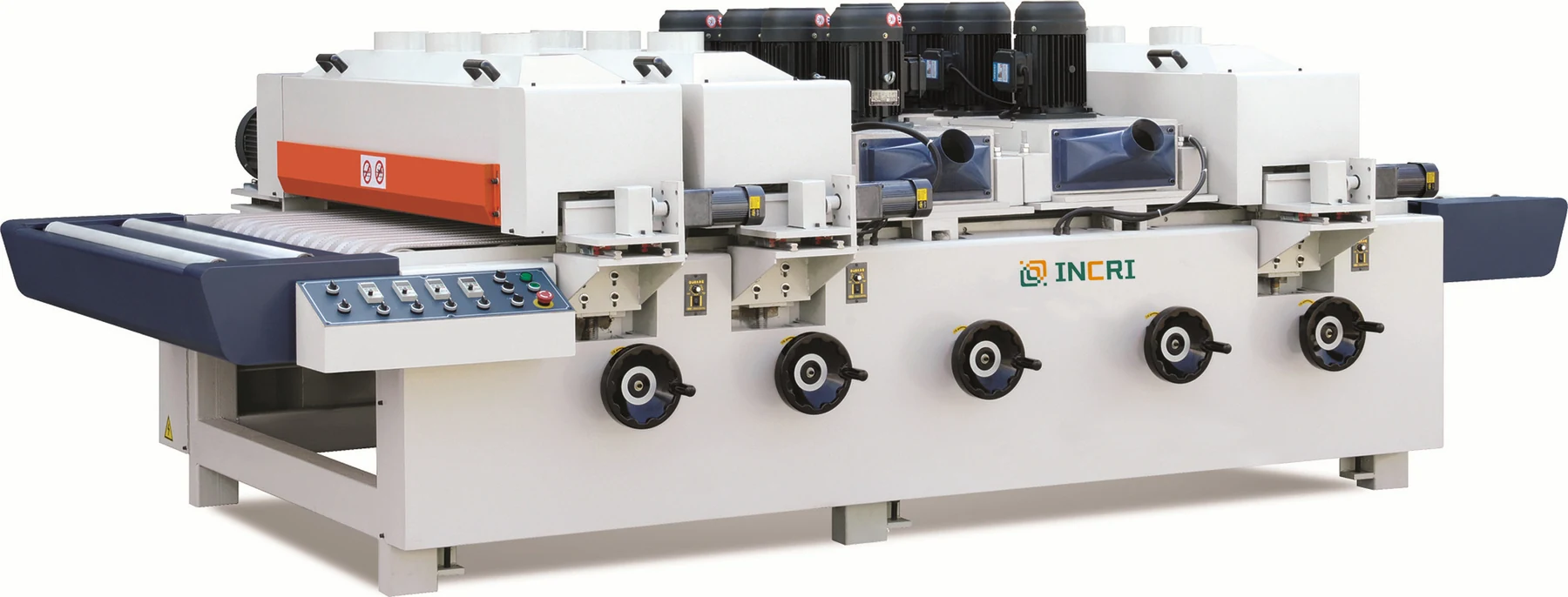Plywood Decorative Wire Brushing Machine, front view on the assembly floor