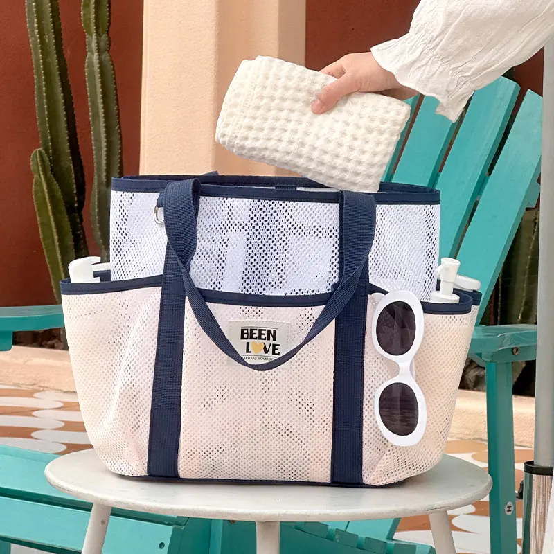 New Large Capacity Hawaiian Tote Beach Bag Mesh Handbag for Gym & Swim detail view 5