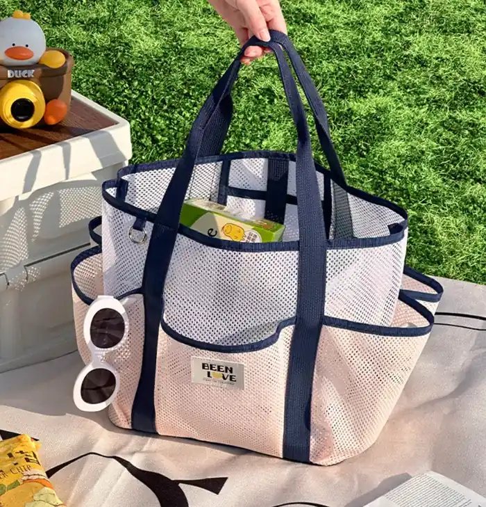 New Large Capacity Hawaiian Tote Beach Bag Mesh Handbag for Gym & Swim