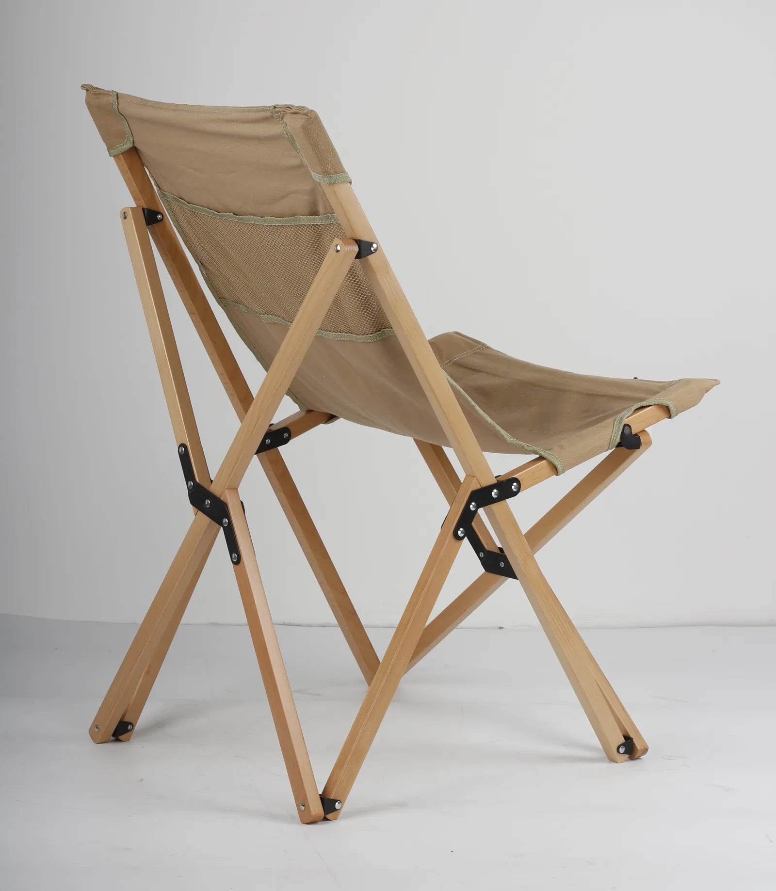 High Quality Outdoor Garden Beach Oxford Fabric Solid Wooden Foldable Portable Camping Picnic Chair with Backrest and Packet detail view 6