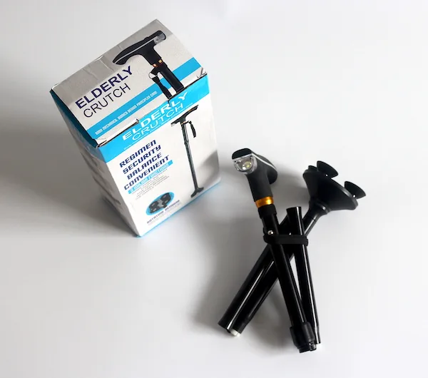 LED Triple Head Pivot Base Foldable Crutch MW1057 detail view 4