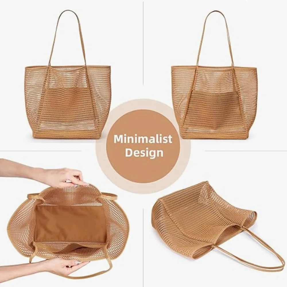 New Foldable Mesh Beach Tote – Women’s Summer Travel Shopping Bag detail view 2