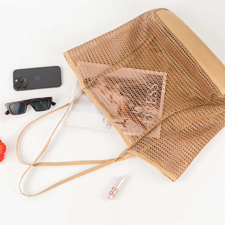 New Foldable Mesh Beach Tote – Women’s Summer Travel Shopping Bag detail view 3