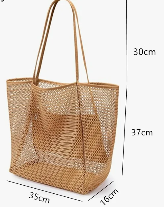 New Foldable Mesh Beach Tote – Women’s Summer Travel Shopping Bag detail view 4