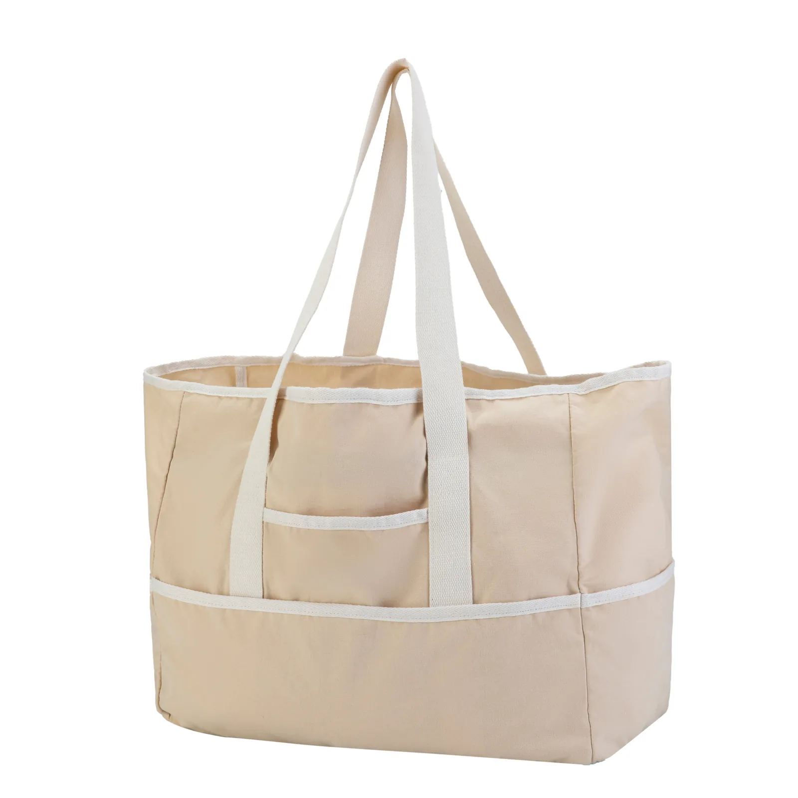Spacious Mesh Bottom Canvas Beach Tote Bag for Summer Adventures