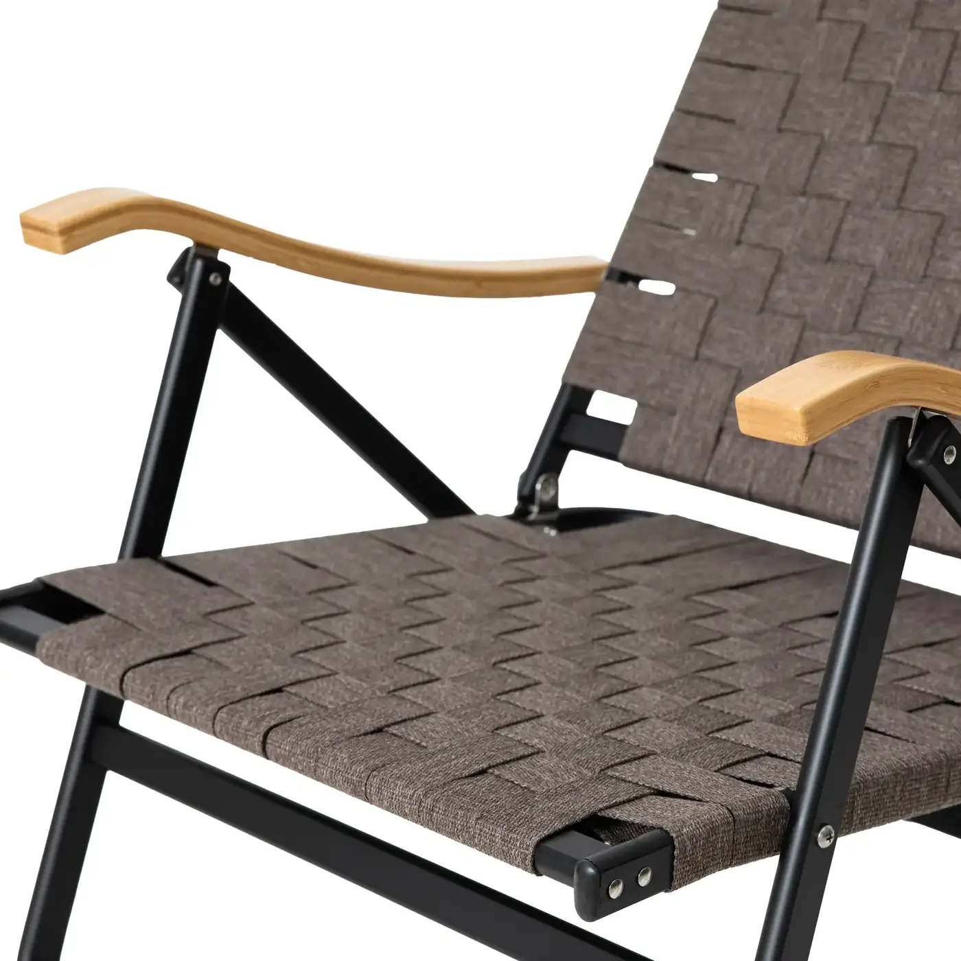 Stylish Aluminum Low Chair with Comfortable Pillow and Hand Woven Seat detail view 2
