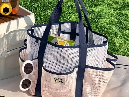 New Large Capacity Hawaiian Tote Beach Bag Mesh Handbag for Gym & Swim