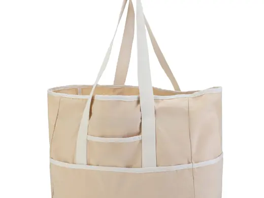 Spacious Mesh Bottom Canvas Beach Tote Bag for Summer Adventures