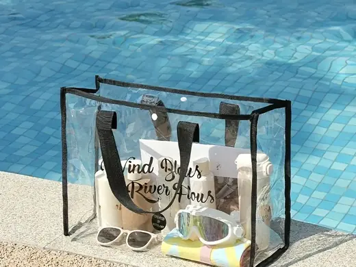Waterproof Transparent PVC Beach Tote Large Capacity Swimming Gym Shoulder Bag