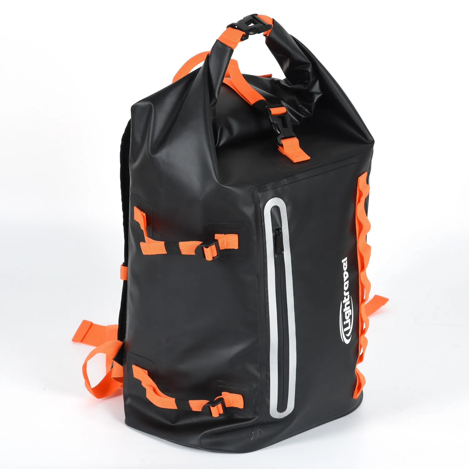Waterproof Floating Backpack with Heavy Duty Roll-Top Closure and Exterior Zippered Pocket Dry Bag detail view 2