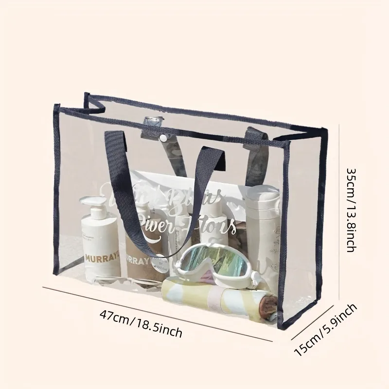 Waterproof Transparent PVC Beach Tote Large Capacity Swimming Gym Shoulder Bag detail view 2