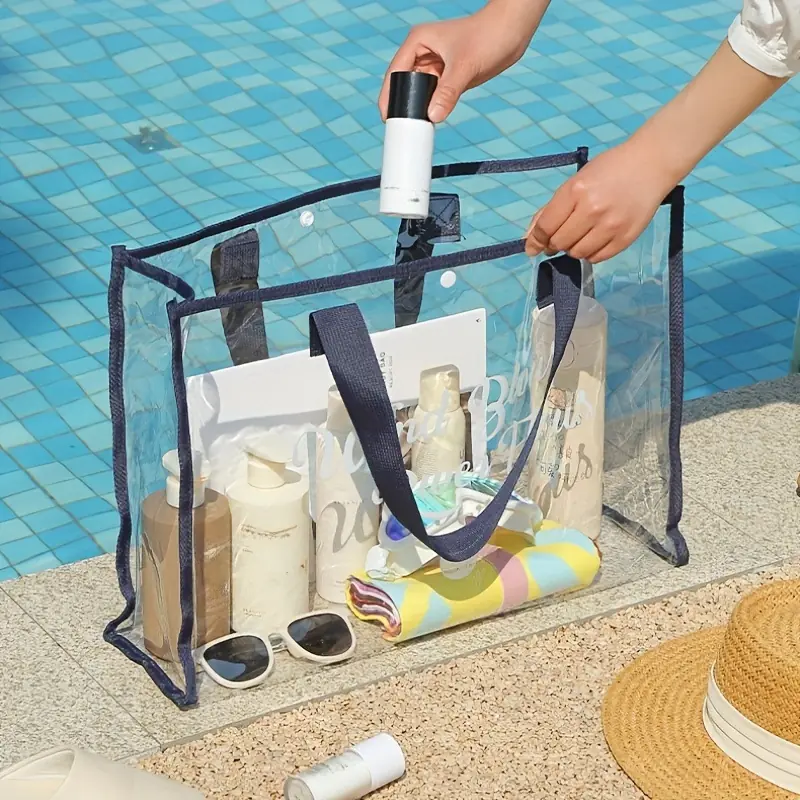 Waterproof Transparent PVC Beach Tote Large Capacity Swimming Gym Shoulder Bag detail view 5